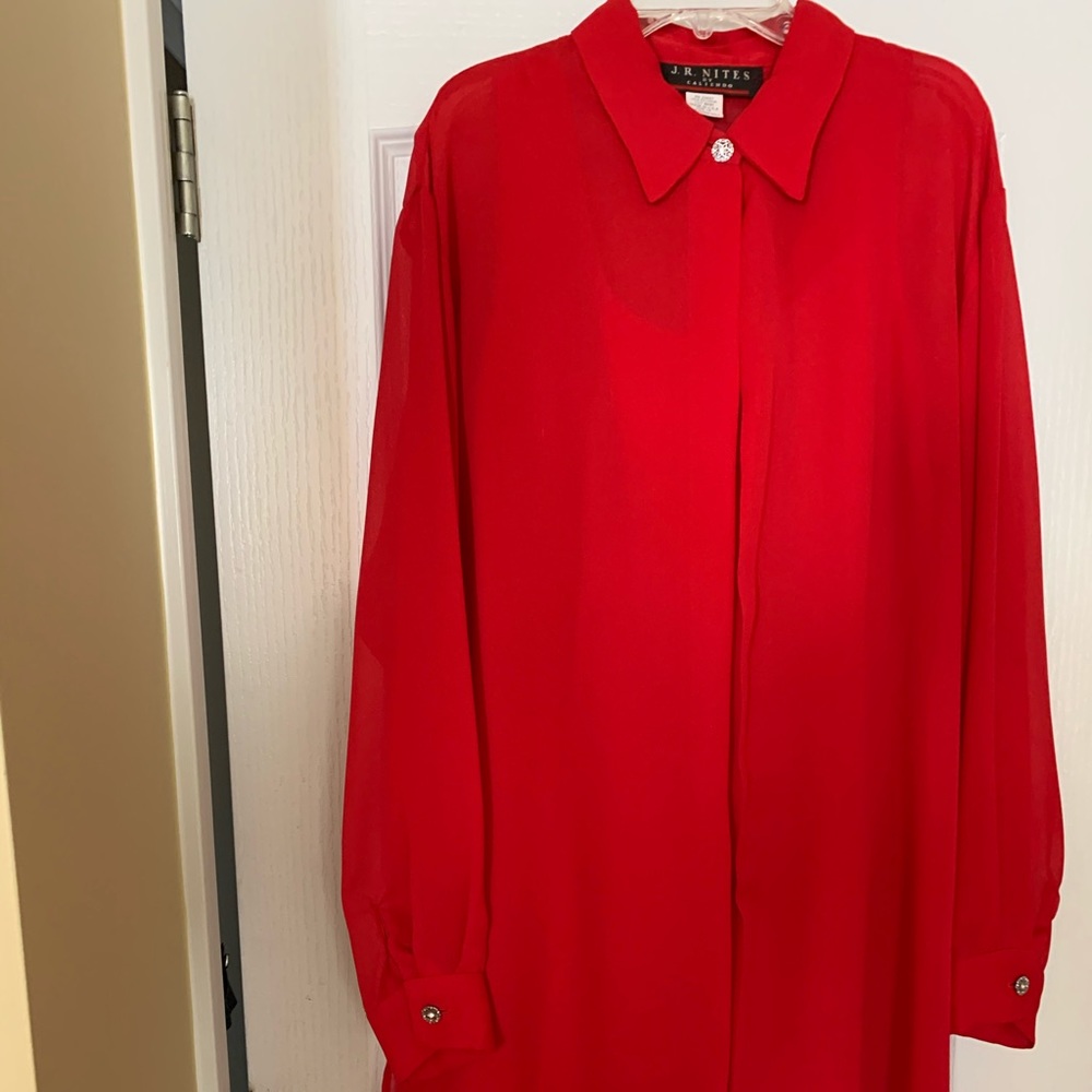 J.R. Nites Red Polyester Dress w/ Jacket, Size 14